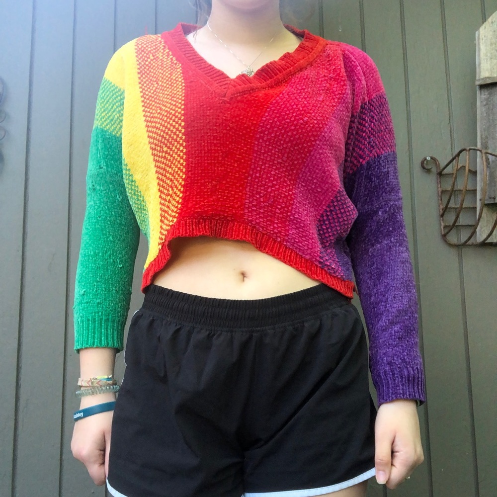 Rainbow Cropped Sweater